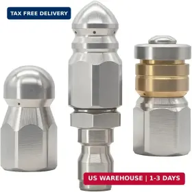 Zizlurnar 740625212692 3 Pcs Sewer Jetter Nozzle Stainless Steel Rotary Button High Pressure D