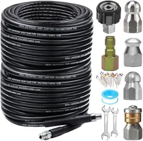 Zofine 313102281230 200ft Sewer Jetter Kit For Pressure Washer 5800psi Drain Cleaner Hose 1/4 Inch