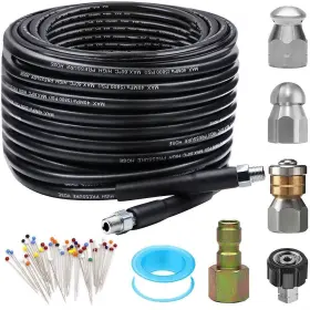 Zofine 903265710789 Sewer Jetter Kit For Pressure Washer 50ft Newest 5800psi Drain Cleaner Hose 1/4