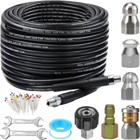 S-0025 Zofine Sewer Jetter Kit For Pressure Washer 100ft 5800psi Drain Cleaner Hose 1/4 Inch