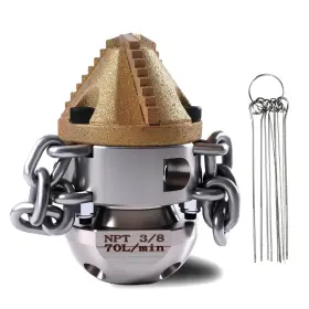 Zzhanff 607606696295 3/8 Npt Sewer Jetter Rotating Nozzle - 2.6 X 3 5.5 Inches Silvery