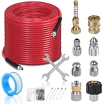 Sewer Jetter Kit For Pressure Washer, 1/4''NPT Drain Cleaner 100FT, Red. Fixed Price $62.33.