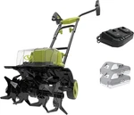 Sun Joe 24V Cordless Garden Tiller Cultivator Accessory Kit, Black (open Box). Fixed Price $135.00.