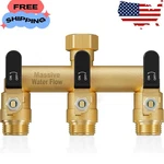 3 Way Hose Splitter, Heavy Duty Full Flow Garden Water Bib Spigot. Fixed Price $46.39.