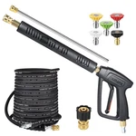 Pressure Washer Gun Hose Kit 50 Ft Steel Braided 4000 Psi Black Yamatic Long. Fixed Price $154.99.