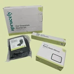 Sprucely Car Essentials Starter Kit Mirror, Sun Shades, Seat Protector #NO6834. Fixed Price $48.93.