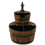 Costway Outdoor 2 Tier Barrel Waterfall Fountain Wood Pump. Fixed Price $94.99.