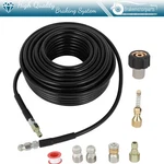For Pressure Washer 100FT 1/4"M-NPT Drain Cleaning Hose Sewer Jetter Nozzles Kit. Fixed Price $48.09.
