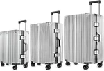 Zipperless 3-PIECE Luggage Set With Tsa Lock & Silent Wheels Silver. Fixed Price $483.99.