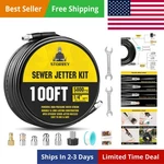 Pressure Washer Sewer Jetter Kit 100FT 1/4 Inch Npt Hose Nozzles And Adapter. Fixed Price $75.38.
