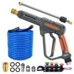 Pressure Washer Hose 50 Ft 14MM Blue Gun Extension Wand Nozzles Heliwoo 3600. Fixed Price $89.99.