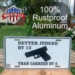 Better Judged 12 Carried 2ND Amendment Guns Novelty License Plate Auto Truck. Fixed Price $11.95.