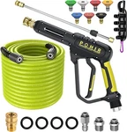 Pohir 3600 Psi Pressure Washer Gun 50FT Flexible Power Washing Hose 15" Wand. Fixed Price $72.96.
