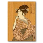 Wood Collage Craft Kit Utamaro Girl Blowing Popen KJM-001. Fixed Price $41.00.