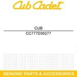 Cub Cadet 777D36277 Right Hand LABEL-GX50 Sty Grille NX15 Fab XT2. Fixed Price $22.95.