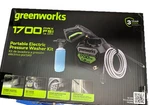Greenworks 1700 Psi Hand-carry Pressure Washer PW1603 20FT Hose 35FT Cord Nozz. Fixed Price $98.00.