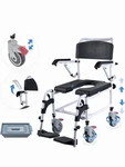 Vevor Shower Commode Wheelchair With 4 Lockable Wheels, Footrests, Flip-up Arms,. Fixed Price $100.00.