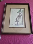 Vintage 1970S Framed Print Titled "giraffes Water" By William Tara. Fixed Price $74.99.