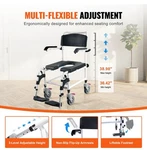 Vevor Shower Commode Wheelchair With 4 Lockable Wheels, Footrests, Flip-up Arms,. Fixed Price $90.00.