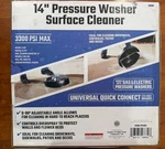 14" Surface Cleaner For Pressure Washer, Universal Quick Connect, 3300 Psi. Fixed Price $28.99.