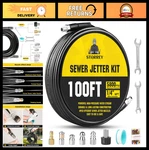 High-pressure Sewer Jetter Kit 100FT Drain Cleaning Hose & Nozzles, 5800PSI. Fixed Price $101.69.