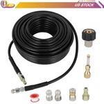 For Pressure Washer 100FT 1/4"M-NPT Drain Cleaning Hose Sewer Jetter Nozzles Kit. Fixed Price $44.57.