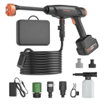 Blissthrill 21V Cordless Cold Water Pressure Washer Kit, Battery, Hose, Case. Fixed Price $85.99.