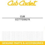 Cub Cadet 777D36278 Left Hand LABEL-GX50 Sty Grille NX15 Fab XT2. Fixed Price $22.95.