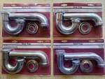 Four 1-1/4"IN/22GA P-trap Chrome Plate Brass Tubular Drain Pipe Plumbing Lasco. Fixed Price $50.00.