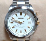Seiko Auto Calendar Men's Watch White Dial 39MM 10BAR Quartz. Fixed Price $201.39.